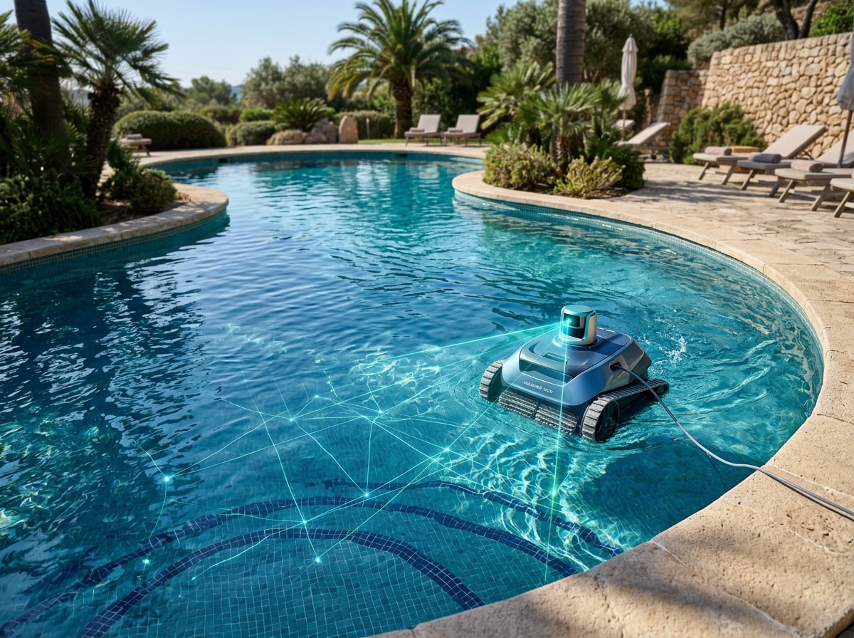Mova Rover X10 robotic pool cleaner using laser mapping navigation