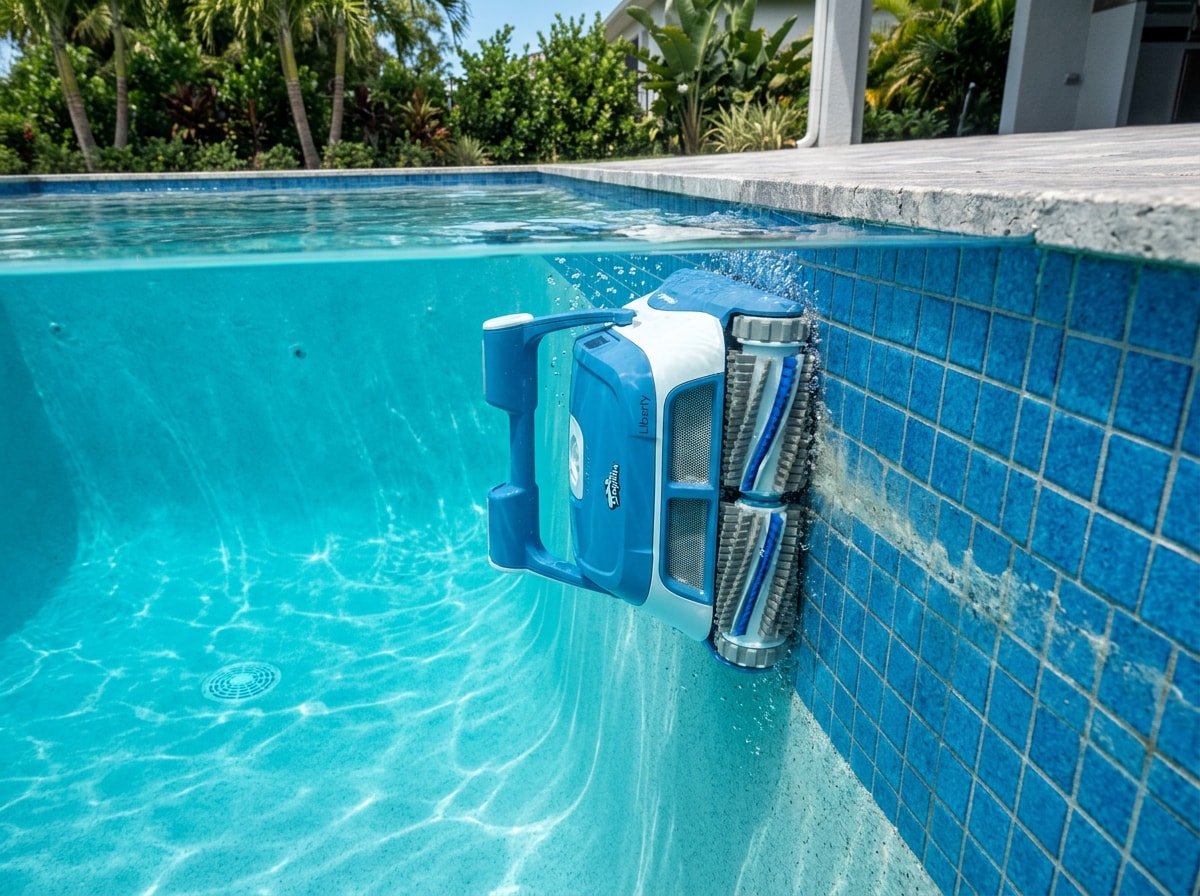 Aiper Scuba S1 cordless robotic pool cleaner cleaning pool wall