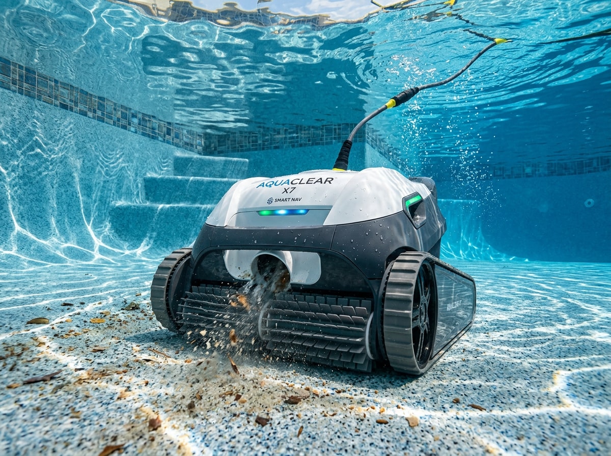 Beatbot AquaSense 2 Ultra cordless pool robot cleaning a pool floor