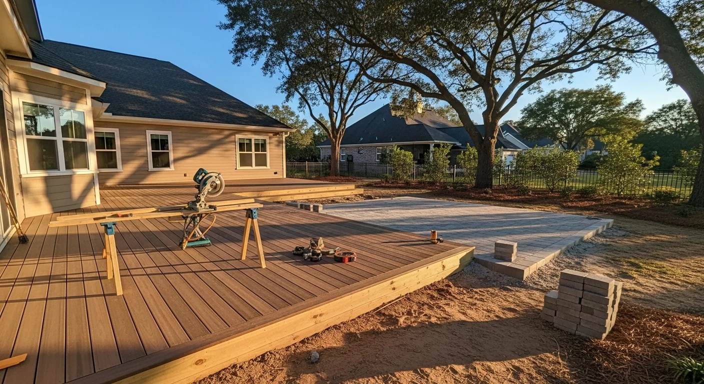 Custom outdoor kitchen and patio structure in Atlanta luxury backyard