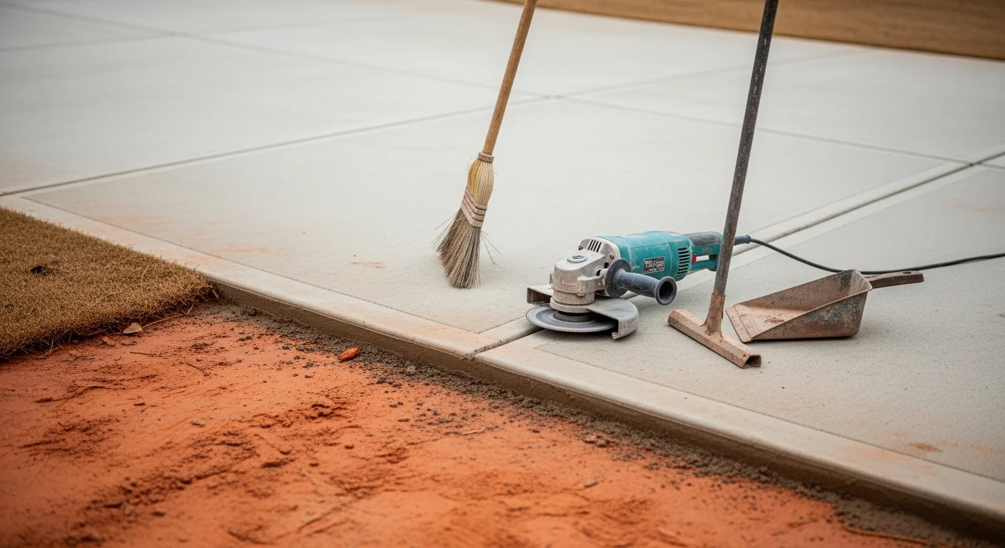 A freshly poured and finished concrete driveway slab at a residential property in Dawsonville, Georgia, with clean edges and a smooth surface replacing previously cracked and sunken sections.